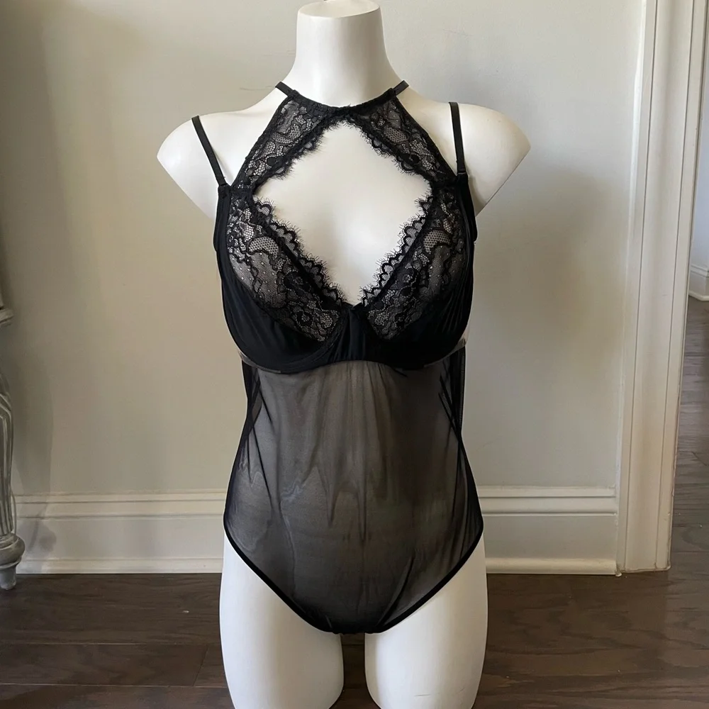 JEZEBEL NEW BLACK LACE TEDDY